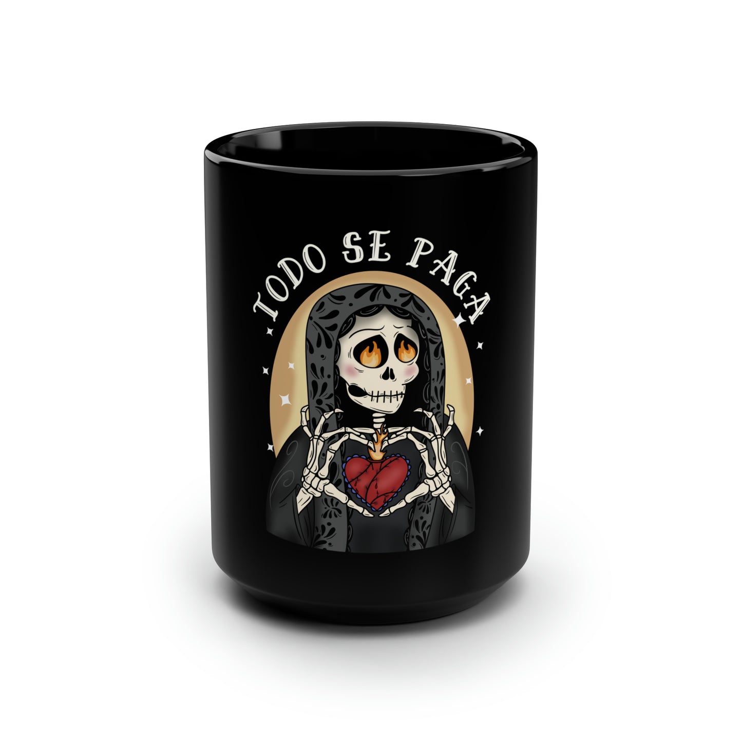 Todo Se Paga Black Mug, 15oz