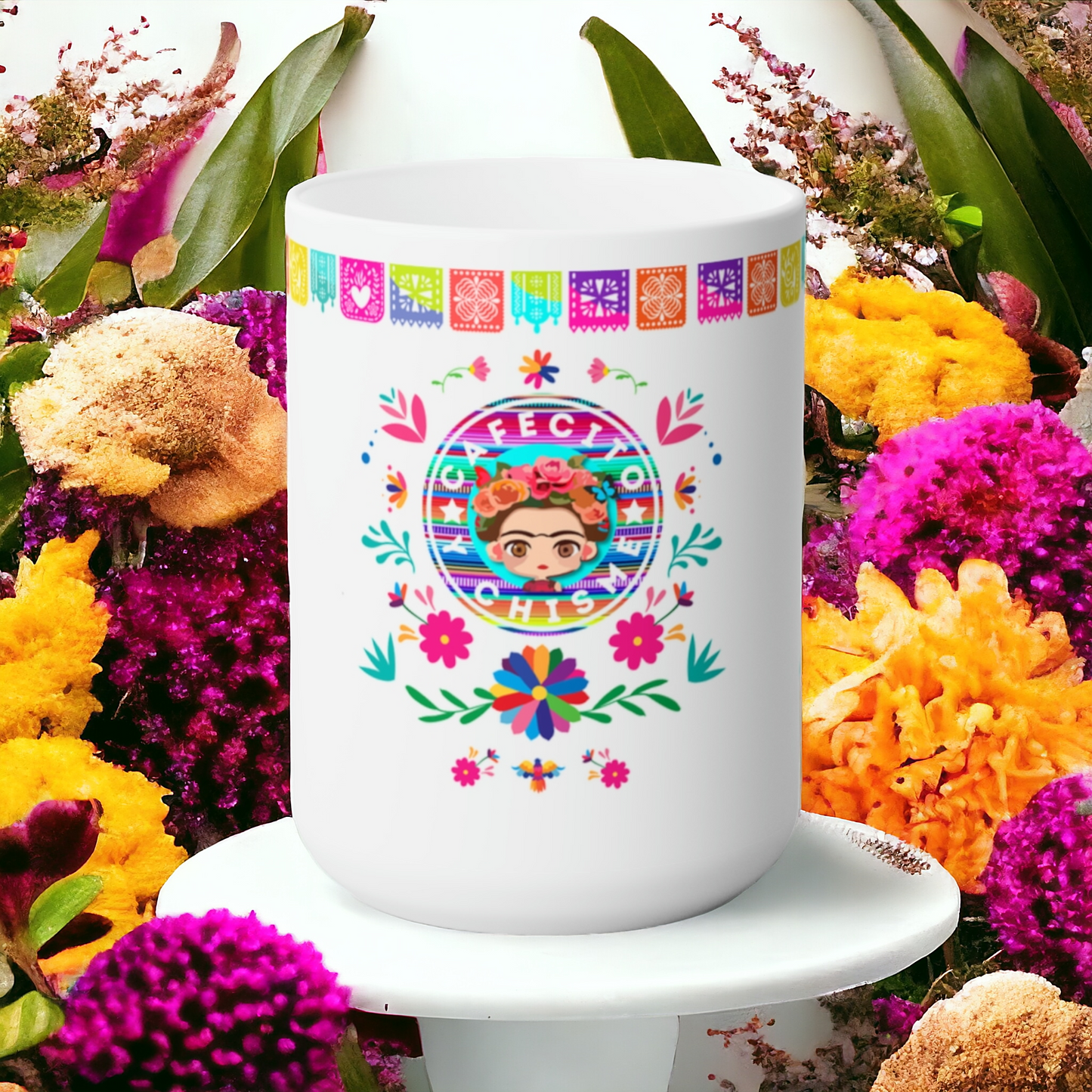 Frida Cafecito y Chisme Ceramic Mug 15oz