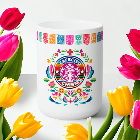 Cafecito y Chisme Ceramic Mug 15oz