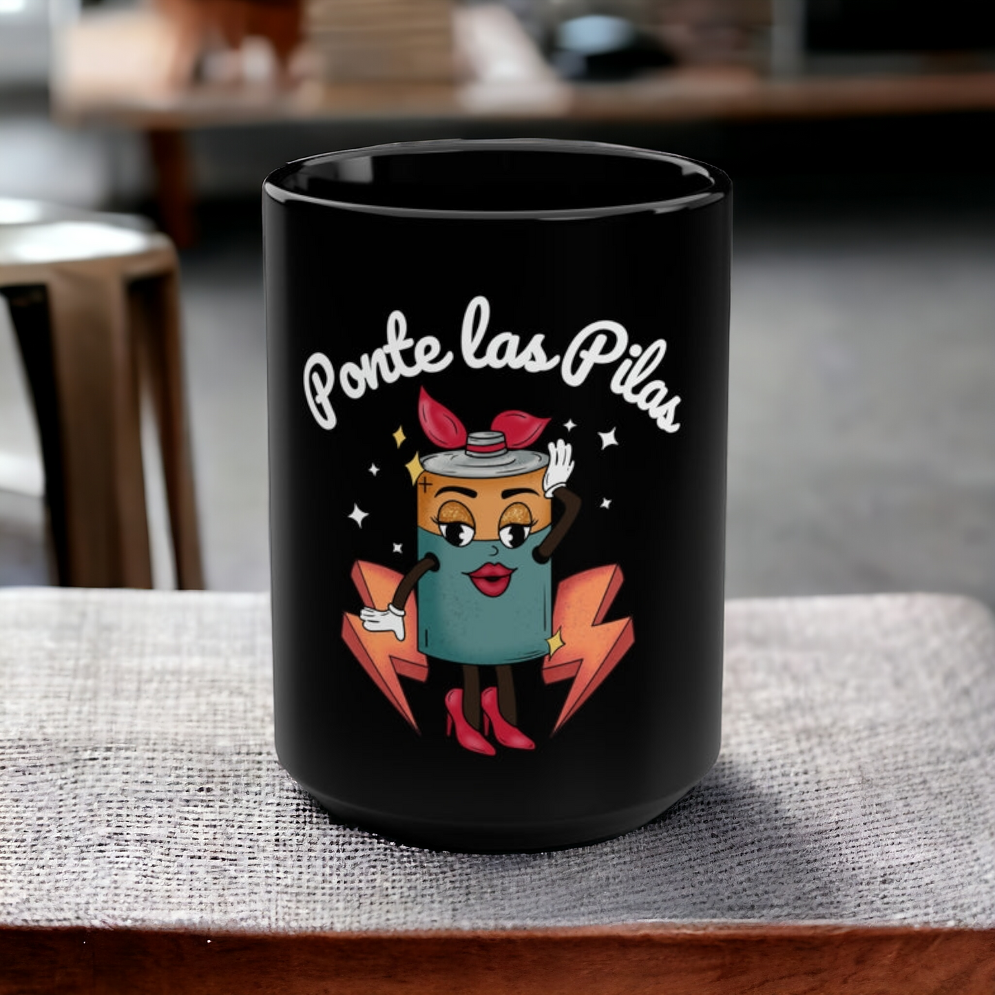 Ponte Las Pilas Black Mug, 15oz